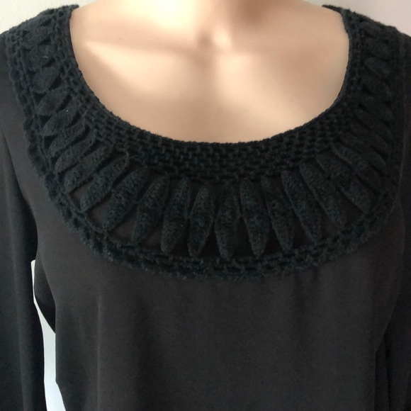 Anthro | Birdcage Label Black Semi Sheer Blouse - Picture 2 of 5